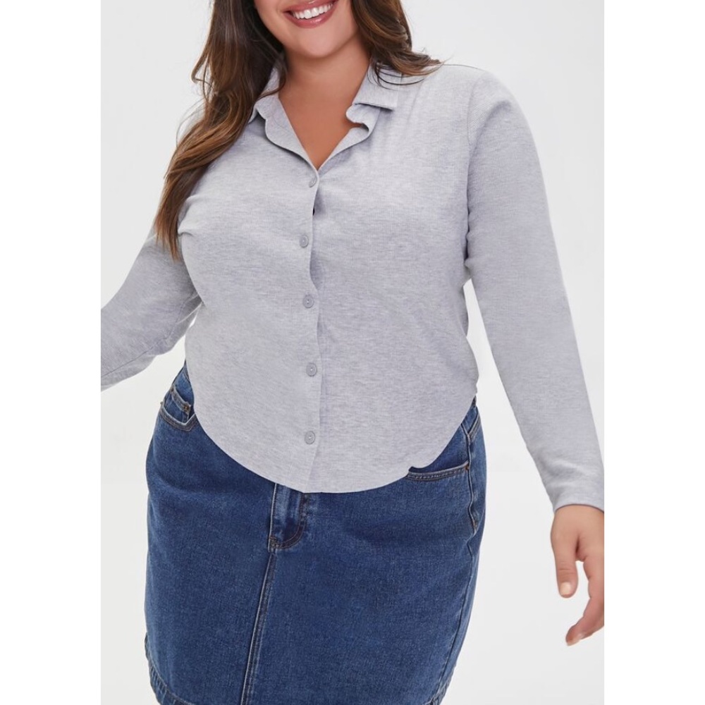Preppy Ribbed Knit Polo Long Sleeve Shirt